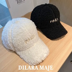 Hong Kong Purchasing Hat Women's Autumn And Winter Lamb Wool Baseball Cap Casual Plush Thickened Warm Fashion Letter Peaked Cap