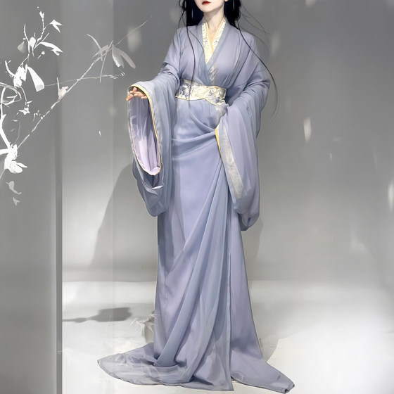 
Purple Warring States Robe Hanfu Women's Fairy Large Sleeves Trailing Straight Train Ancient Costume Ancient Style Dance Performance Costume 2026 New Style