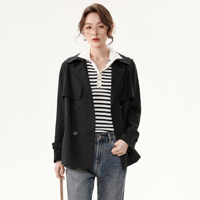 2025 Spring Outlets Authentic High-end HM Series Double Bretted Long Sleeve Tops High-end Trench Coat Jacket for Women