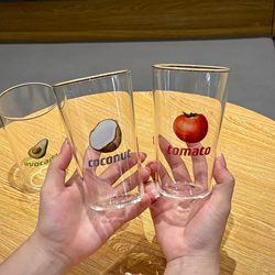Yunyanye ins High-Quality Tomato Summer Glass Cup, Thickened High Borosilicate Heat-Resistant Large Capacity Household Water Cup