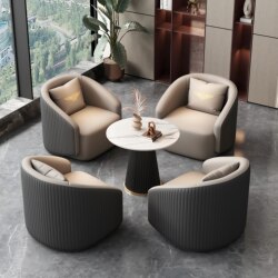 Sales Office Reception and Negotiation Table and Chair Set, Light Luxury Leisure Business Office, Hotel Lobby Reception Sofa and Coffee Table