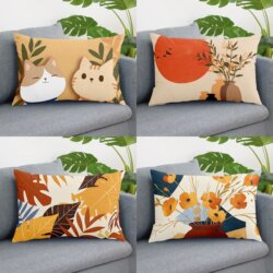 Rectangular Pillow, Nordic Light Luxury, Simple Lines, Orange, Living Room Sofa, Office, Bedroom, Car Cushion