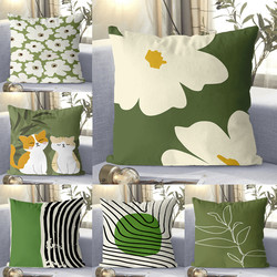 Square Light Luxury Green Fresh Style Throw Pillow for Living Room Sofa Cushion Modern Simple Pillowcase Headboard Sleeping Pillow