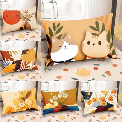 Light Luxury Nordic Throw Pillow, Simple Orange Geometric Living Room Sofa Cushion Cover, Rectangular Pillow Cover, Office Cushion