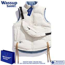 Wassup Saidd Trendy Brand Reversible Vest for Men and Women, Couples, Autumn and Winter Thickened Warm down Cotton Jacket, Sleeveless