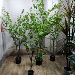 Home Decoration Artificial Plant Hanging Bell Tree Indoor Living Room Clothing Store Window Display Bionic Green Plant Floor-Standing Potted Plant