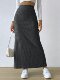 Ahagaga European and American style street temperament versatile skirt daily high waist slit mid-length hip-cover skirt