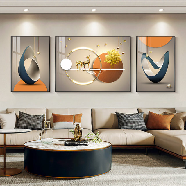 Light luxury sofa background wall hanging painting, highend