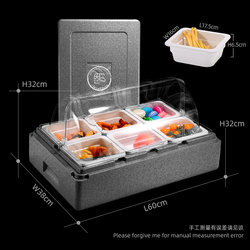 Six-Compartment Ice Powder Preservation and Insulation Box, Smoothie Cooler Box, Stall Sushi Food Foam Box, Thickened White Tray with Flip Cover