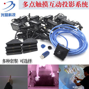 
Multi-touch interactive projection ball smashing game with fan-shaped flat infrared one-line laser including software camera
