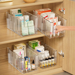 Medicine Storage Box, Medicine Storage Rack in the Cabinet, Transparent First Aid Medicine Box, Household Large-Capacity Compartmentalized Medicine Box