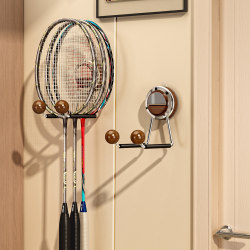 Badminton Racket Storage Rack, Wall-Mounted Display Stand, No-Drill Hook for Ping Pong and Tennis Rackets