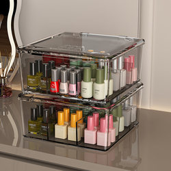Nail Polish Storage Box, Large Capacity Desktop Organizer with Lid, Household Nail Polish Gel Display Rack, Multi-Compartment Manicure Tool Box