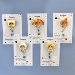 Creative Cat Badge Holder Retractable Clip Doctor Nurse Retractable Clip Student Card Holder Access Card Id Cartoon