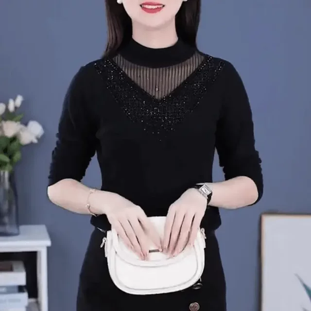 Leyouyou Store 2025 Autumn and Winter New Style Slim-fitting Thickened Warmth Slimming Long-sleeved Western Style Plush Bottoming Mother's Clothes