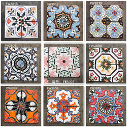 Hand-Painted Retro Flower Tiles Bathroom Restaurant Kitchen Floor Tiles Entrance Balcony Parquet Wall Tiles 300 Tiles