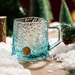 Yogurt Ice Glass Cup, High Aesthetic Value, Women's Milk Coffee Cup, Household Transparent Drinking Cup with Handle, New Christmas Model