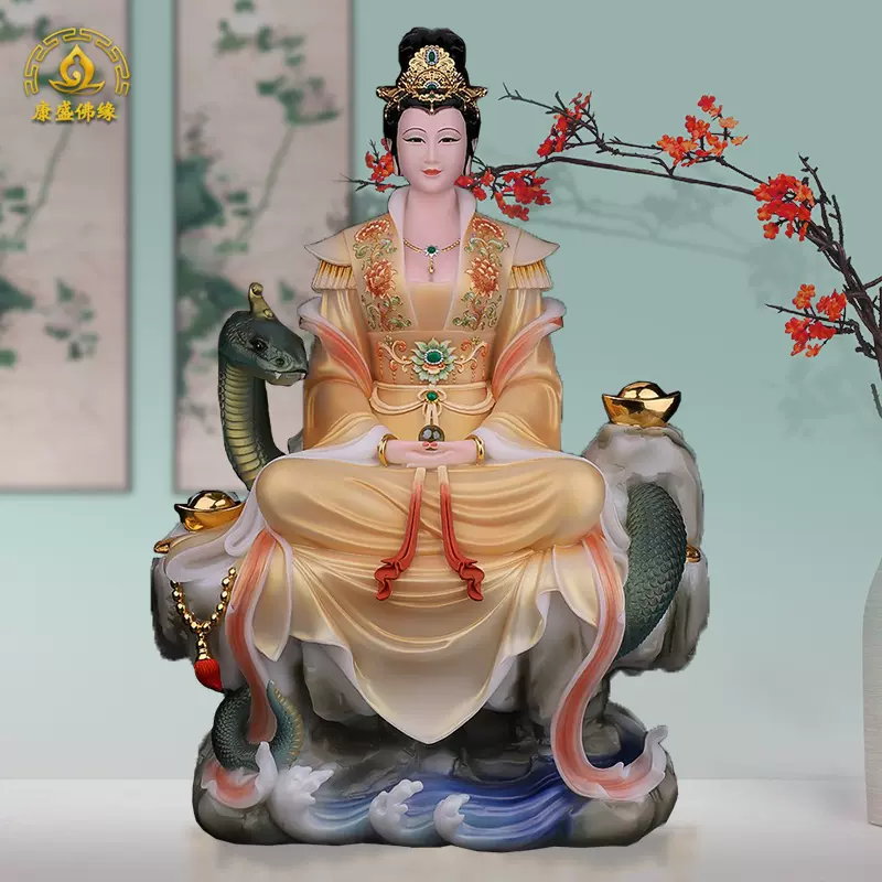 白蛇青蛇擺件東北保家常莽聚財女媧娘娘神像漢白玉家用