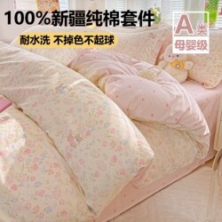 Pure Cotton Four-Piece Set 100% Cotton Class a Maternal and Infant Grade Bedding Bed Sheet Duvet Cover Cartoon Dormitory Three-Piece Set 4
