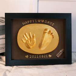 Baby's First Birthday Hand and Foot Print Clay Set, Baby Handprint and Footprint Photo Frame, Full Month and Hundred Days Keepsake, Newborn Gift