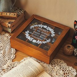 Nine-Compartment Jewelry Earring Cosmetic Storage Box Acrylic Wooden Box Desktop Wooden Zakka Hair Tie Organizer