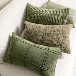 Green Pillow Sofa Living Room Nordic Simple Lumbar Pillow Car Office Cushion Long Strip Lumbar Pillow Light Luxury