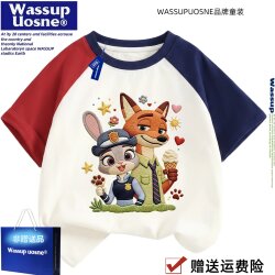 Wassup Zootopia Kidsren's T-Shirt Short-Sleeved Summer Pure Cotton 2026 New Summer Clothing for Boys and Girls