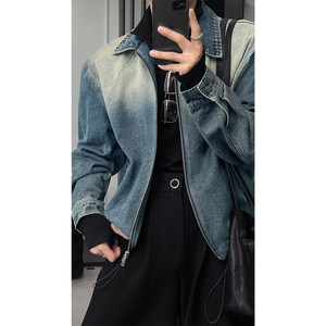 Long Taotao autumn new American retro design washing denim jacket men's loose casual versatile jacket trendy