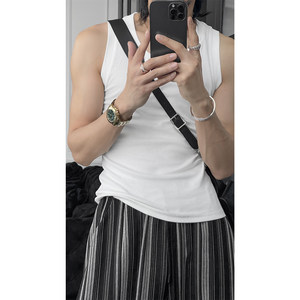
Longdaotao summer new trend American simple sports texture slim sleeveless T-shirt versatile sweat vest