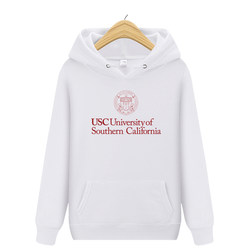 Usc University of Southern California Uniform Souvenir for International Students Winter Fleece-Lined Hooded Sweatshirt Pullover Jacket