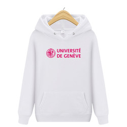 Unige University of Geneva, Switzerland Souvenir Sweatshirt, Winter Fleece-Lined and Thickened Student Uniform, Couple's Jacket
