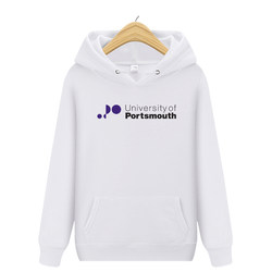 Uop Portsmouth University Sweatshirt Pullover Hooded Winter Fleece Thickened Unisex Couple Outfit Student Class Uniform Trendy