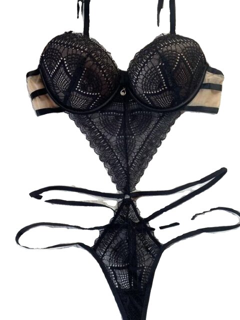One-piece underwear for women, lace sexy black bra, small breasts push up, anti-sagging, slimming hot girl inner bra