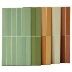 Retro Gradient Small Checkered Tiles 300X600 Plain and Elegant Bathroom Kitchen Wall Tiles Concave-Convex Olive Green Tiles