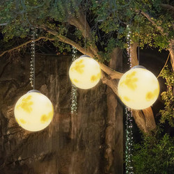 Solar-Powered Outdoor Courtyard Moon Pendant Light, Moon-Shaped Glowing Sphere Light, Trendy Restaurant Tree Outdoor Ambiance Light