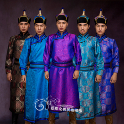 Mongolian Robe Men's Long Section Satin Mongolian Costume Minority Costume Performance Dance Daily Clothing New Product