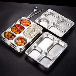 316 Stainless Steel Fast Food Plate, Food-Grade 304 Student Lunch Plate with Compartments, Adult Lunch Box with Lid for Staff Canteen