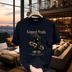 Trendy Men's Clothing 2025 Summer New Round-Neck Pure Cotton T-Shirt Short-Sleeved Men's Plus Size Casual Fashion Loose High-End Feel