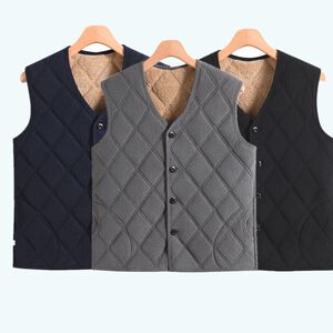 
Middle-aged and elderly autumn and winter cotton vest strip velvet new large size men's warm vest plus velvet thickened dad's cold-proof waistcoat