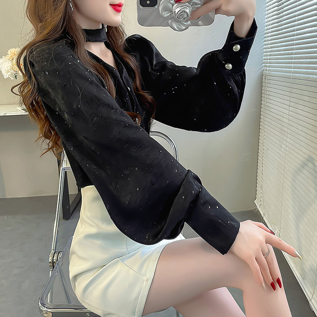 Sequined Long-sleeved Ultra-loose Shirt