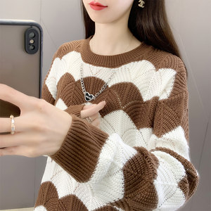 
Sweater Women's 2025 New Top Round Neck Hollow Knitted Sweater Western Slim Thin Long Sleeve Spring Bottoming Shirt