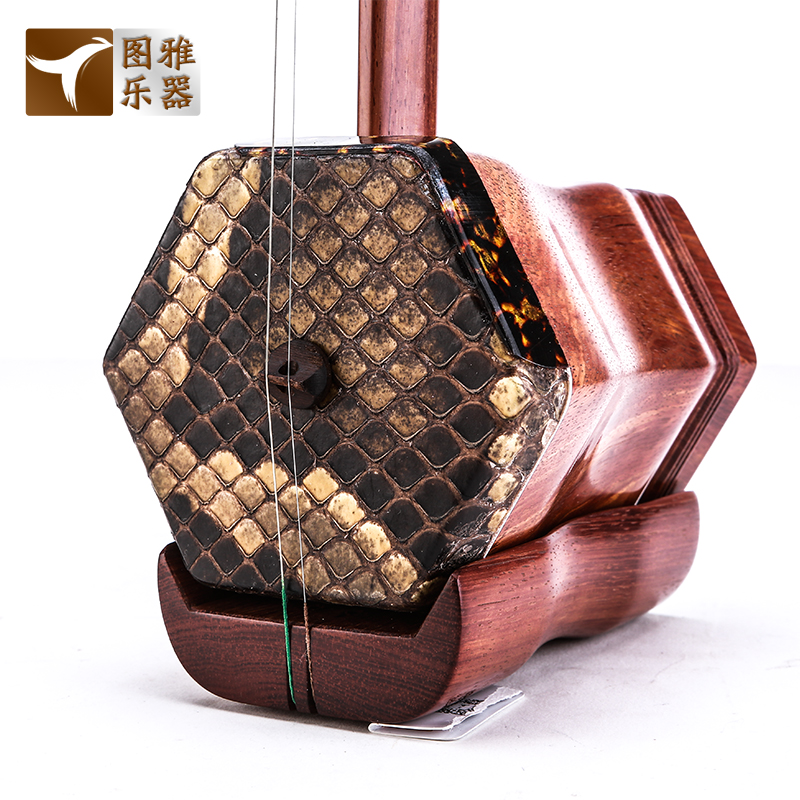 二胡最上級・明清旧料・老紅木錦蛇皮蘇州科韻・李玉貴製作十年 産地直