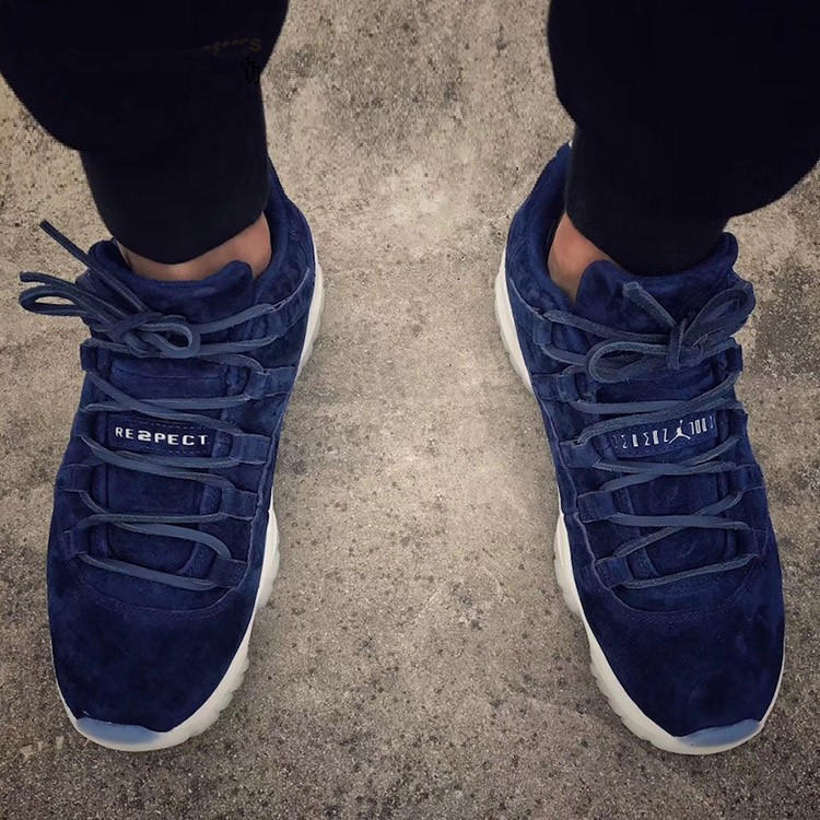 高规格aj11蓝麂皮发售,上脚图美炸!