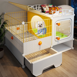 Small Dog Cage for Home Use with Separate Toilet Area, One Room and One Bathroom, Pet Kennel Specifically for Pomeranian, Bichon, and Teddy Dogs