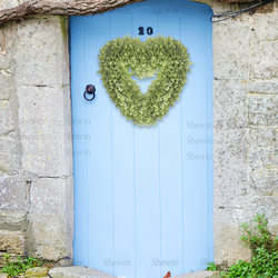 Fake flower Jiulixiang heart-shaped simulation garland cross-border door decoration wooden hanging board artificial plant pendant Easter decoration