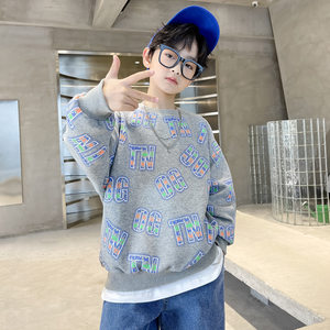
Children's clothing, boys' sweatshirts, autumn clothing, 2025 new children's long-sleeved T-shirts, medium and large children's fashionable and handsome spring and autumn styles