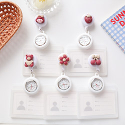 Stretchable Retractable Doctor and Nurse Pocket Watch, Work Badge Holder, Badge Clip, Chest Watch Card Holder, Two-In-One, Cute and Creative