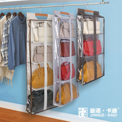 Dust-Proof Bag Storage Hanging Organizer Behind the Door, Wardrobe Hanging Bag Organizer, Wall-Mounted Hat Organizer, Transparent Fabric Storage