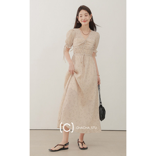 Button Tea Break Skirt Wrap Skirt Dress Summer French Retro European and American Women's Wear