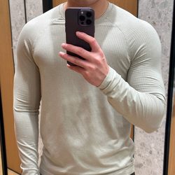 Lu Alternative! Seamless Integrated Cylindrical Knit, Quick-Drying and Breathable Spring and Autumn Men's Outdoor Sports Crew Neck Long-Sleeve T-Shirt